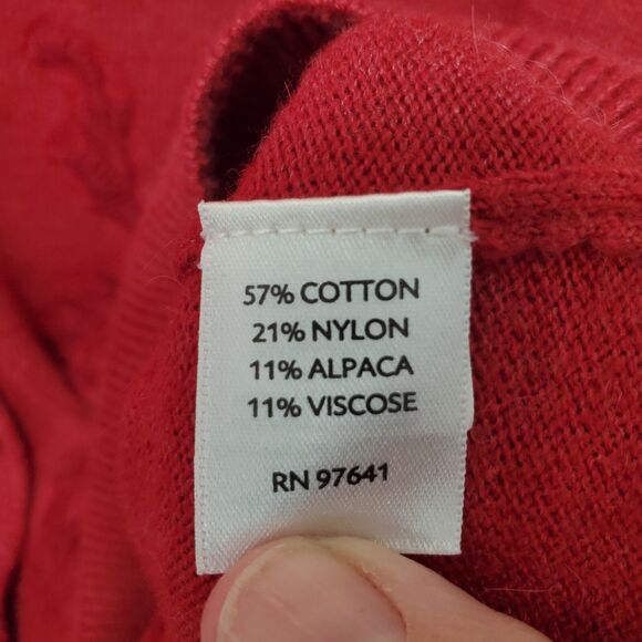 J Jill Red Cotton/Alpaca Blend Embroidered Button-up Cardigan Size Medium - Picture 7 of 8
